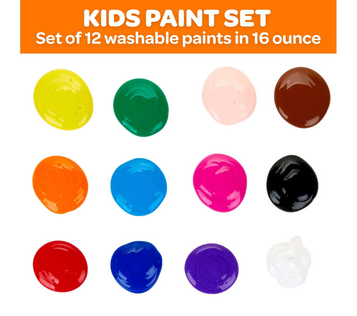 Washable Paint, 12 Count, 16 Ounce Bottles - US 0135